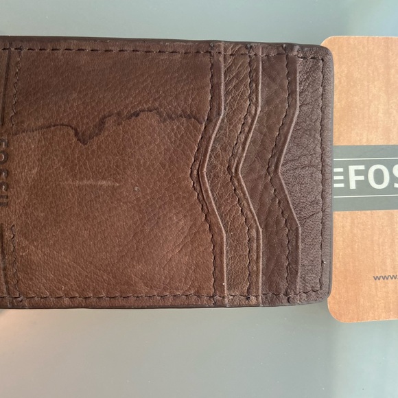 Vintage Fossil Men's Leather Brown Money Clip Wallet Card Holder - Picture 8 of 8